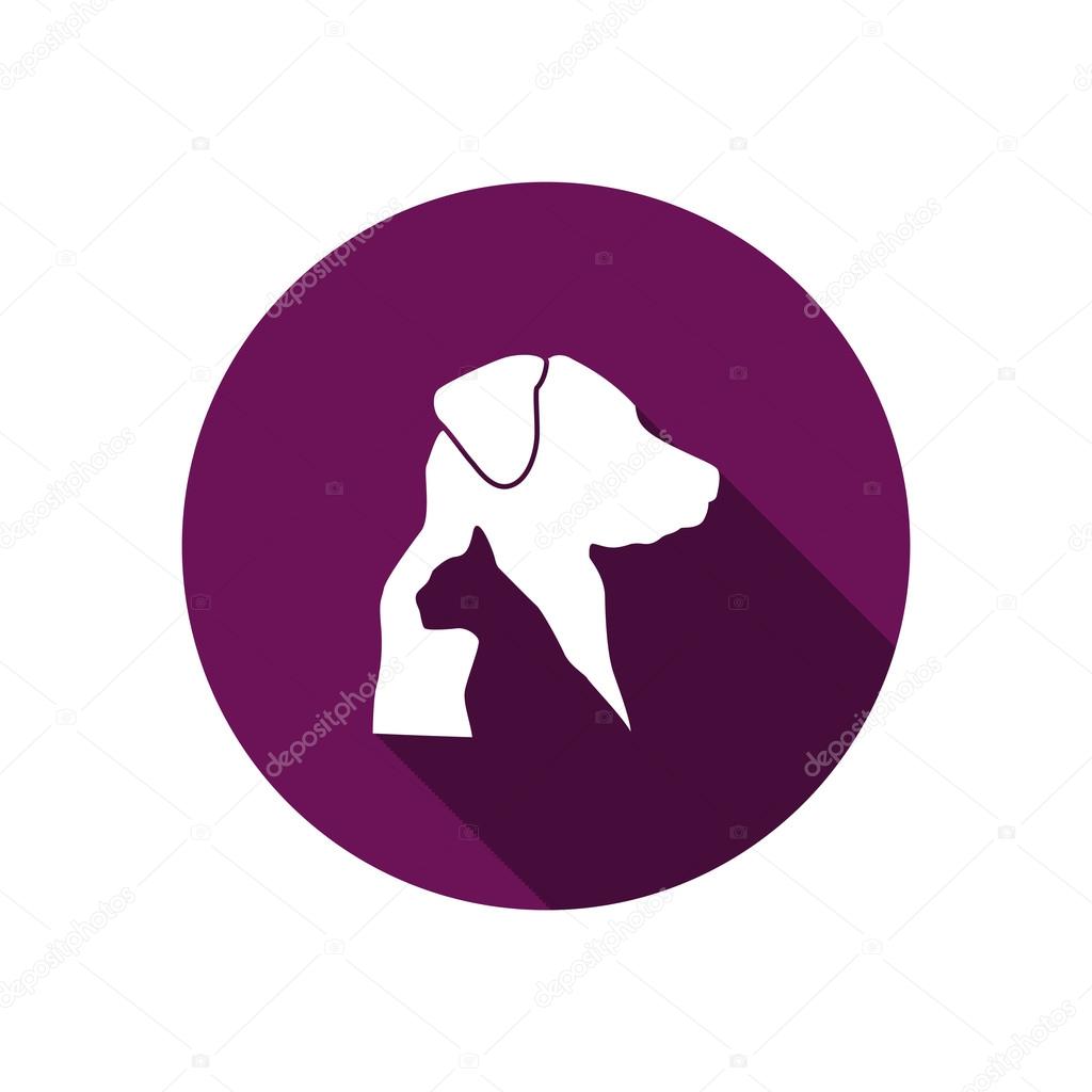 Sign with domestic pets silhouettes, veterinary logo concept