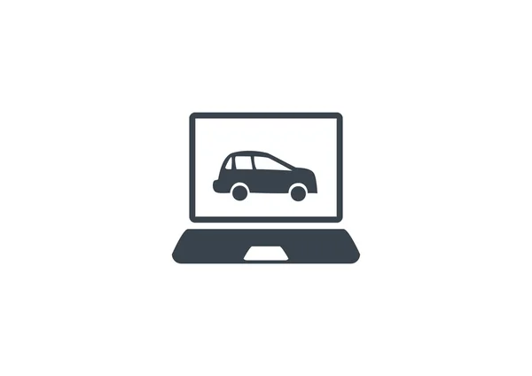 Laptop with car on screen icon — Stock Vector