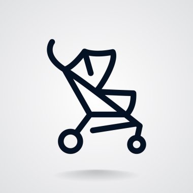 Basit bebek arabası anahat web simgesi 