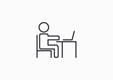 Bilgisayarda çalışarak piktogram işadamı