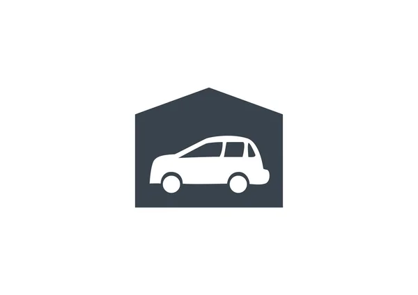 Garajda araba basit simgesiyle — Stok Vektör