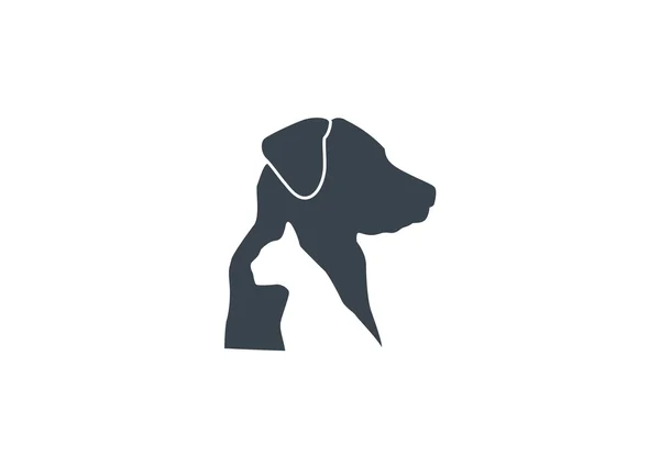 Firma con animali domestici silhouette — Vettoriale Stock
