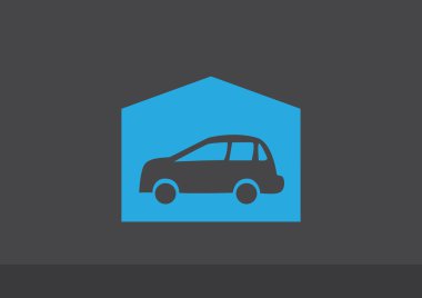 Garajda araba basit simgesiyle 