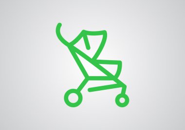 Basit bebek arabası anahat web simgesi 