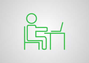 Bilgisayarda çalışarak piktogram işadamı