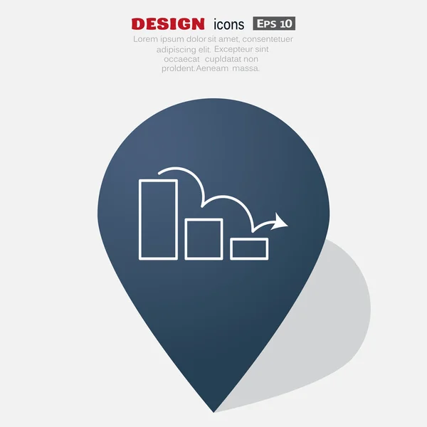 Gebogener Pfeil auf Diagramm-Symbol — Stockvektor