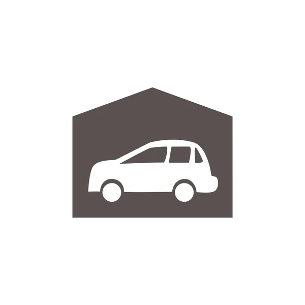 Garaje con coche icono simple — Vector de stock