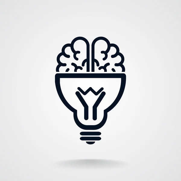 Brain with light bulb icon — Stock Vector