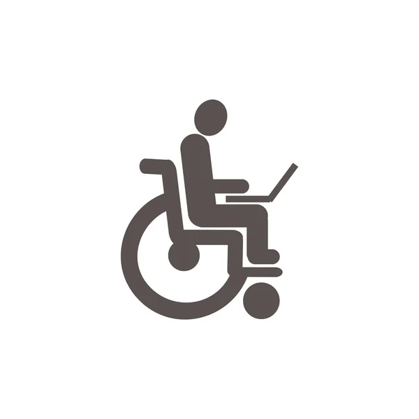 Disabili con laptop su sedia a rotelle — Vettoriale Stock