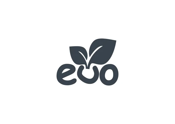 Eco nápis s listy ikonou — Stockový vektor