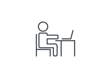 Bilgisayarda çalışarak piktogram işadamı