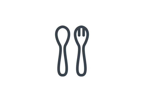 Bestek eenvoudige lepel en vork — Stockvector