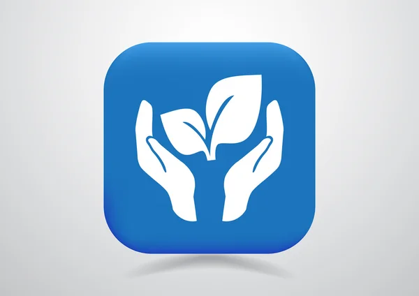 Leaves on human hands icon — Stock Vector