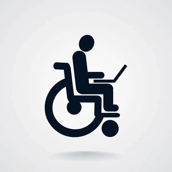 Handicapés avec ordinateur portable en fauteuil roulant — Image vectorielle