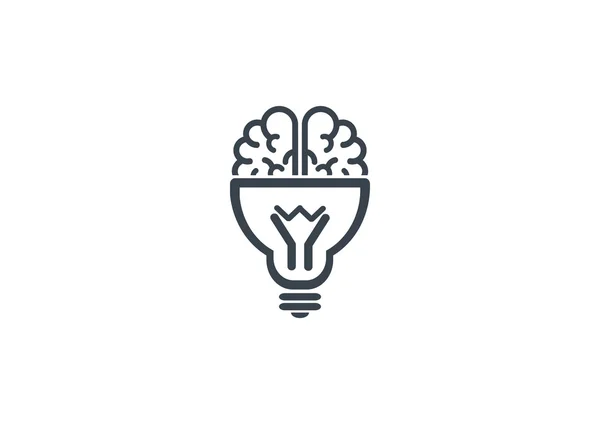 Brain with light bulb icon — Stock Vector