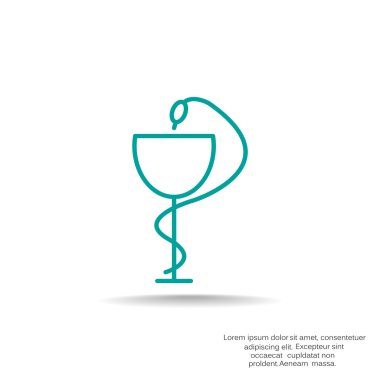 Eczane sembolü tıbbi yılan ve bardak.