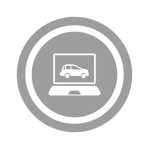 Φορητό υπολογιστή με αυτοκίνητο στο εικονίδιο της οθόνης — Διανυσματικό Αρχείο