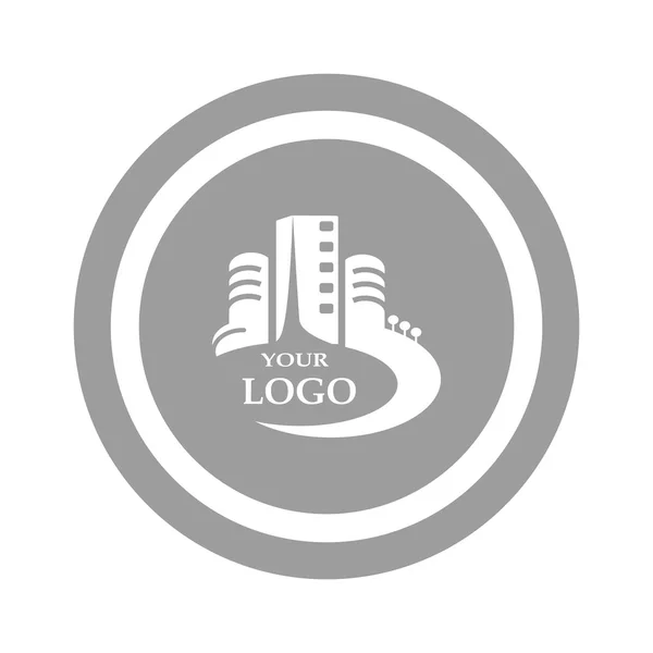 市建物のロゴ — ストックベクタ