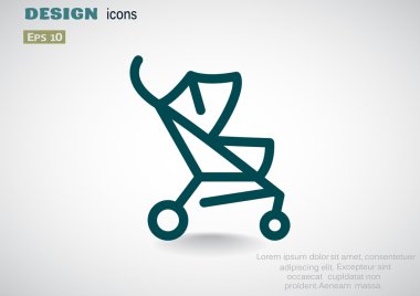 Basit bebek arabası anahat web simgesi 