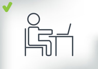 Piktogram bilgisayarda çalışarak iş adamı