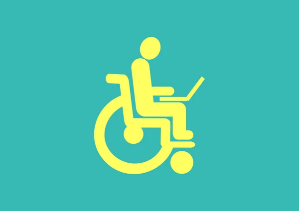Discapacitados que trabajan en Internet — Vector de stock