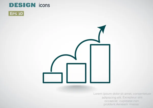 Seta curva no ícone gráfico — Vetor de Stock
