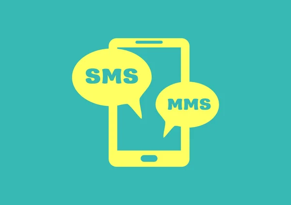 SMS en el teléfono móvil — Vector de stock