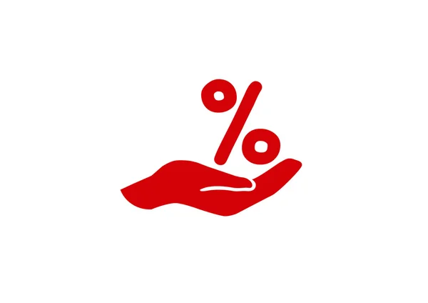 Prozentsatz auf der Hand Web-Symbol — Stockvektor