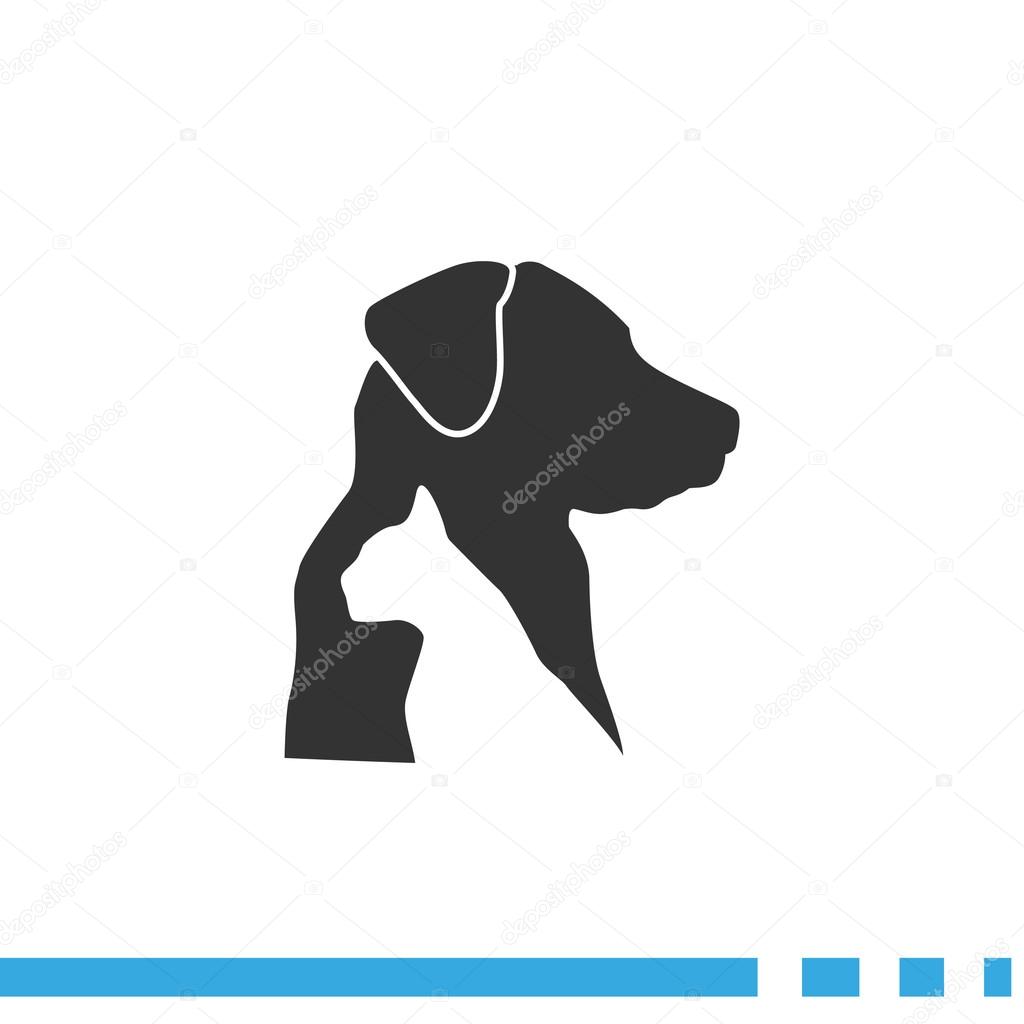 Sign with domestic pets silhouettes, veterinary logo concept