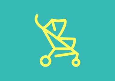 Basit bebek arabası anahat web simgesi 