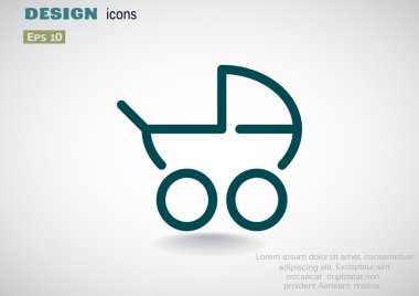 Basit bebek arabası anahat web simgesi