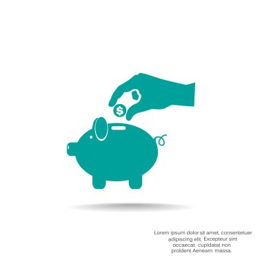 piggy banka para bırakarak el 