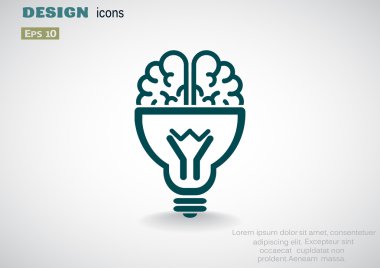Ampul simgesi olan beyin 
