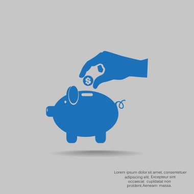 piggy banka para bırakarak el 