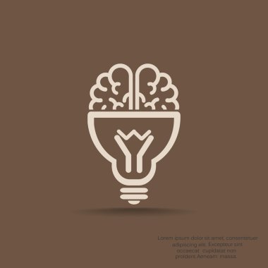 Ampul simgesi olan beyin 