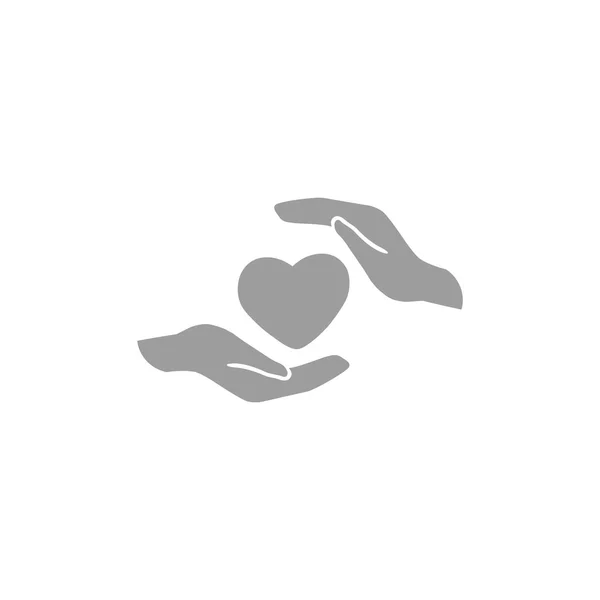 Hart in handen eenvoudige pictogram — Stockvector