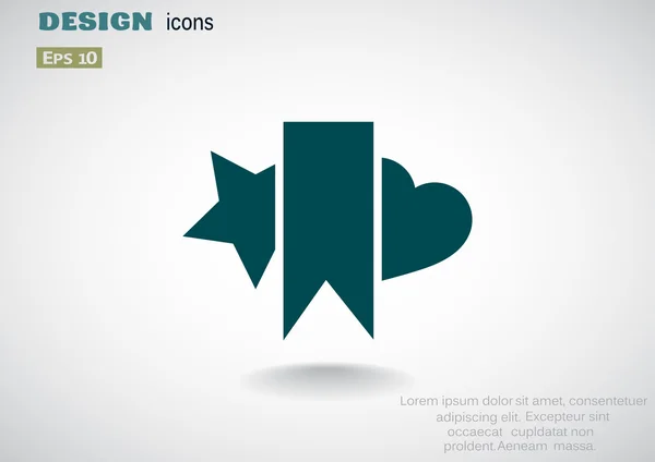 Signet avec étoile et icône web coeur — Image vectorielle