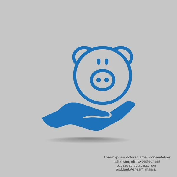 Piggy bank emberi kéz ikon — Stock Vector