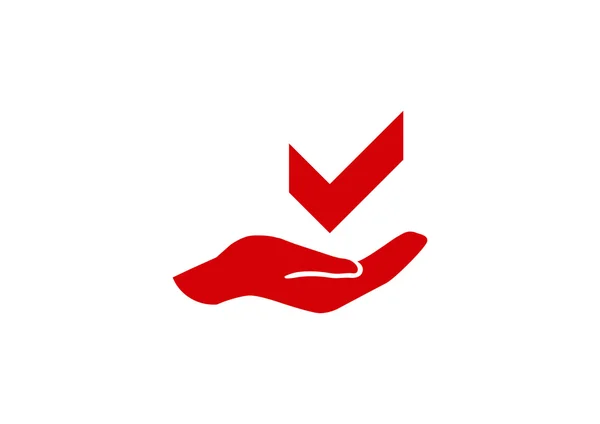 Marca de verificación en el icono web de la mano — Vector de stock