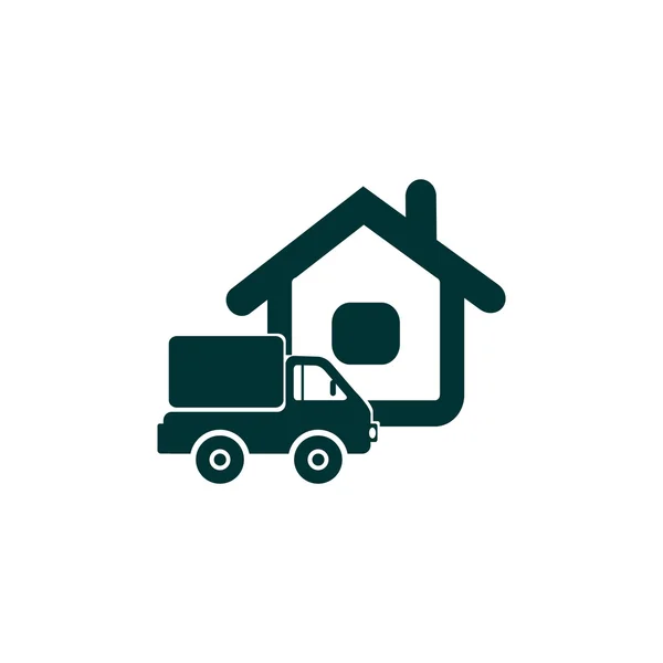 Truck near house web icon — Stock Vector