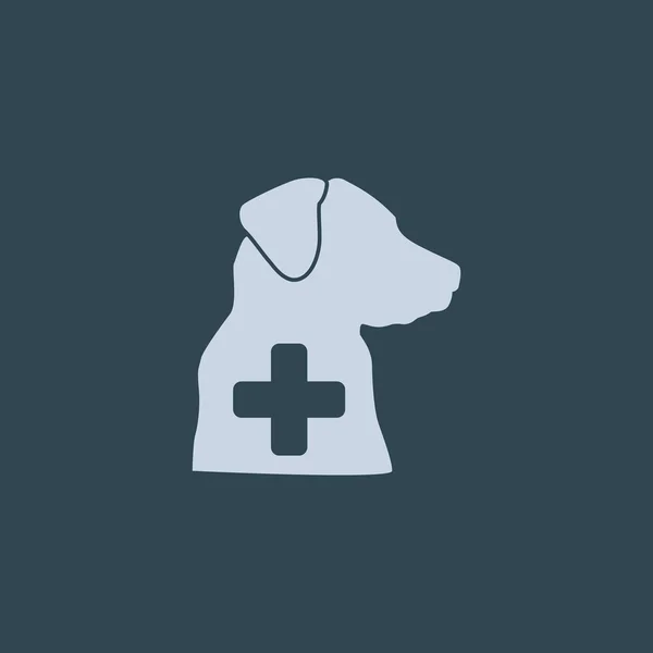 Dog and a cross mark the veterinary clinic — Stock Vector