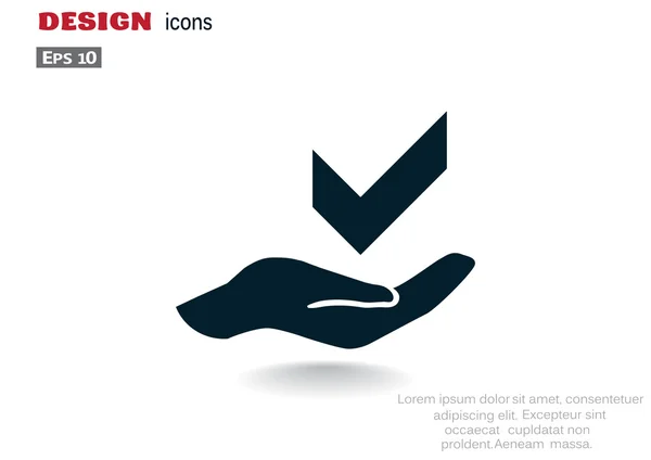 Marca de verificación en el icono web de la mano — Archivo Imágenes Vectoriales
