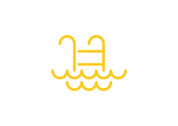 Scaletta piscina con icona onde — Vettoriale Stock