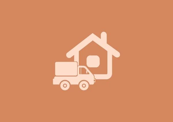 Truck near house web icon — Stock Vector