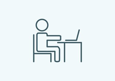 Adam masada dizüstü bilgisayar kutsal kişilerin resmi ile