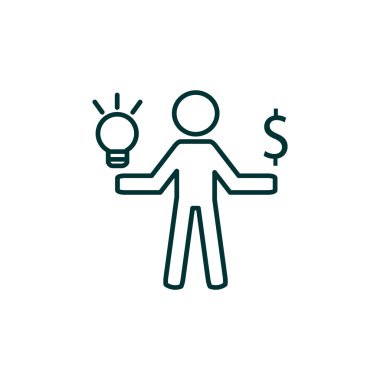 Işık ve dolar simgesi olan insan