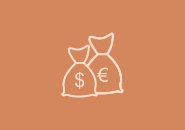 Carrency sembolleri ile para çanta