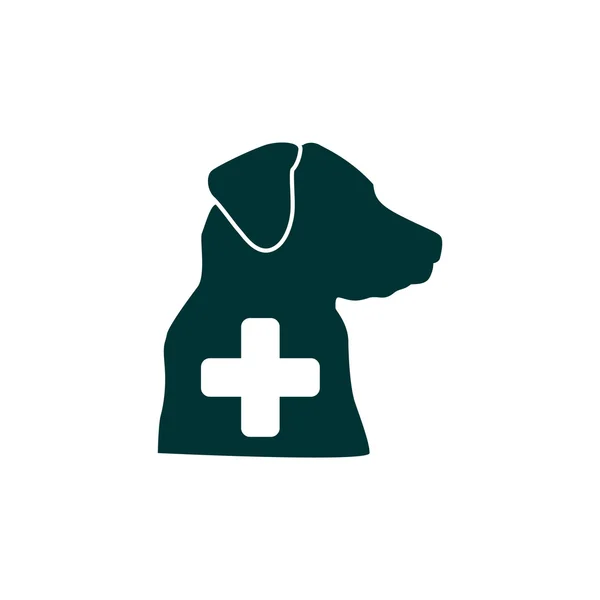 Hond en een kruis markeren de veterinaire kliniek — Stockvector