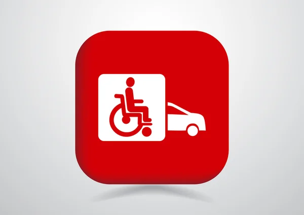 Disabili nell'icona dell'auto — Vettoriale Stock