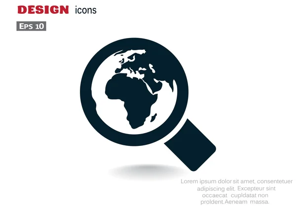 Zoek concept met lens en planeet — Stockvector